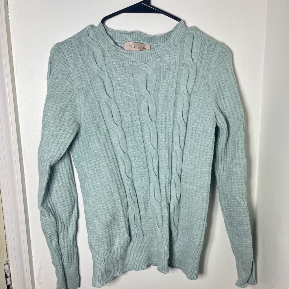 Philosophy Republic Clothing Mint Green Cable Knit Sweater Size M